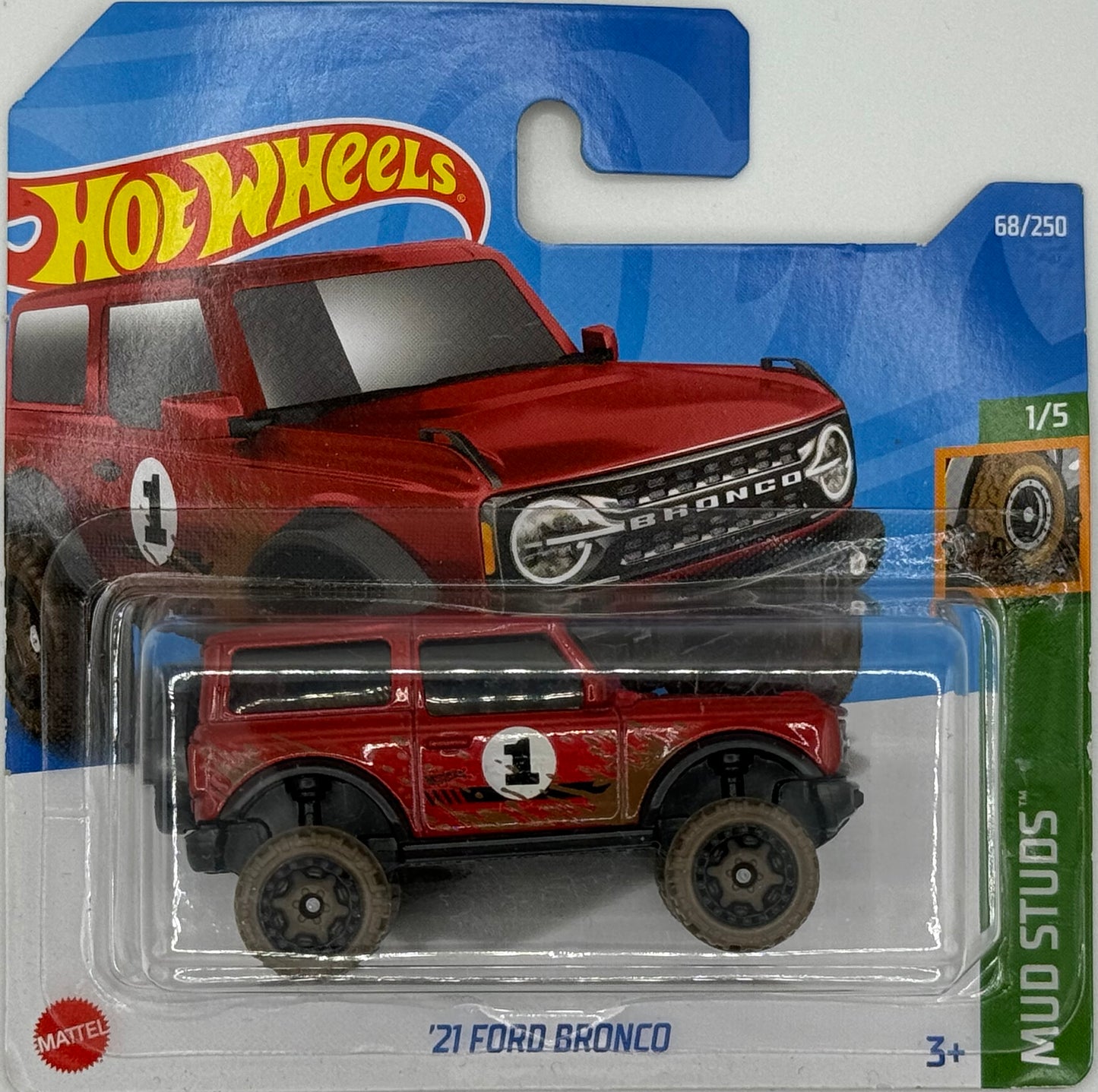 HOT WHEELS FORD - 21 BRONCO 1/5 MUD STUDS 68/250 1:64